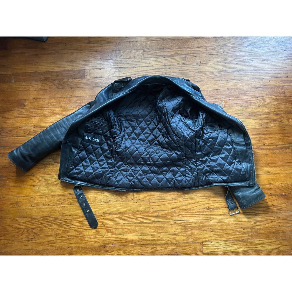 Men's Vintage High-Quality Black Leather Motorcycle Jacket, S - Picture 12 of 14